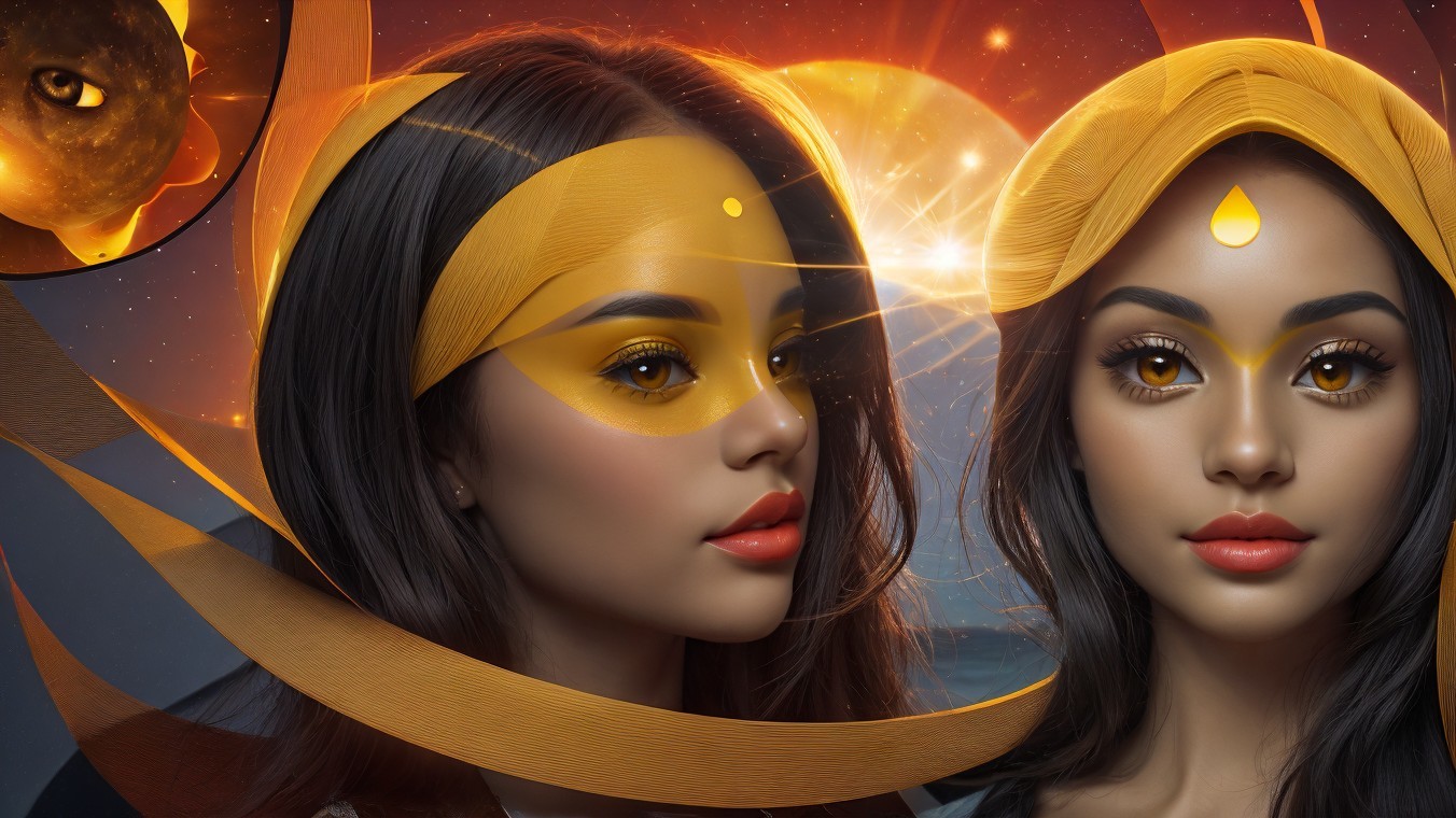 Ethereal Women with Celestial Theme and Yellow Accents
