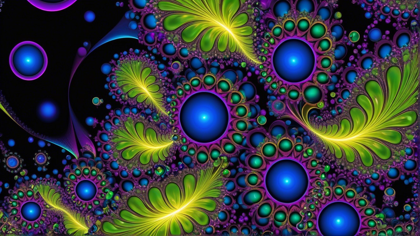 Vibrant Fractal Design with Swirling Patterns and Colors