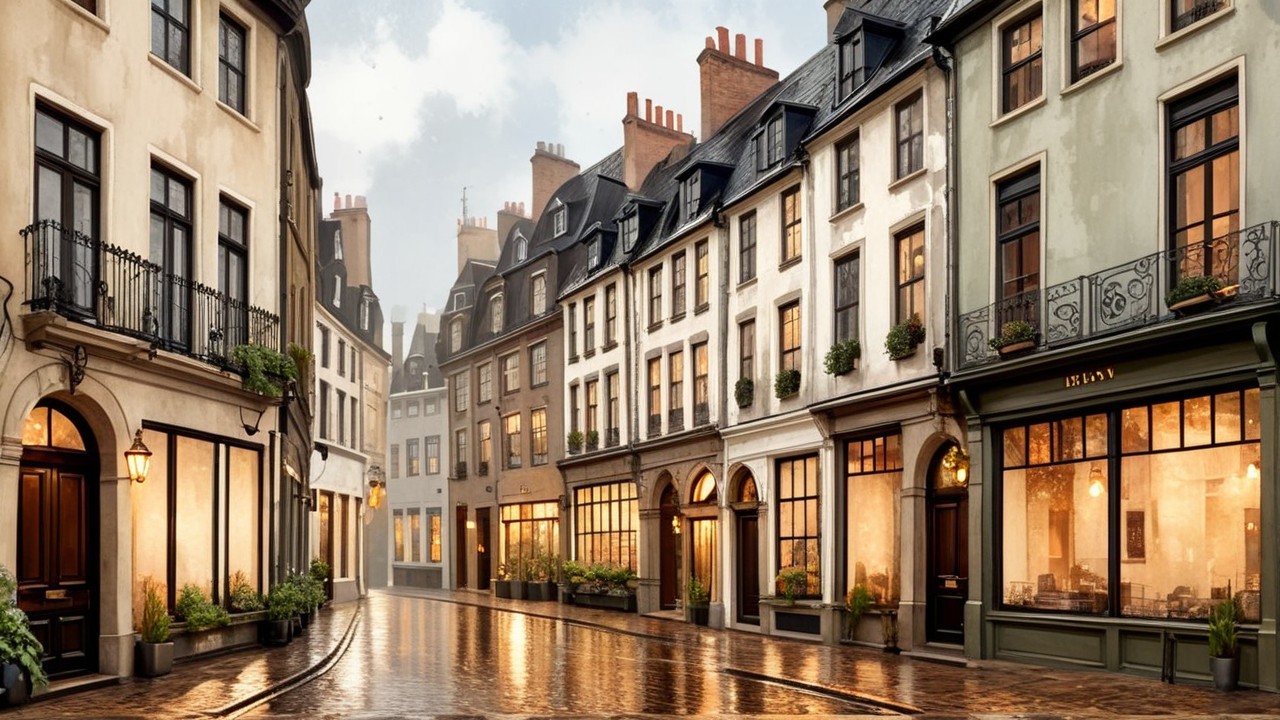 Charming Cobblestone Street with Historic Buildings