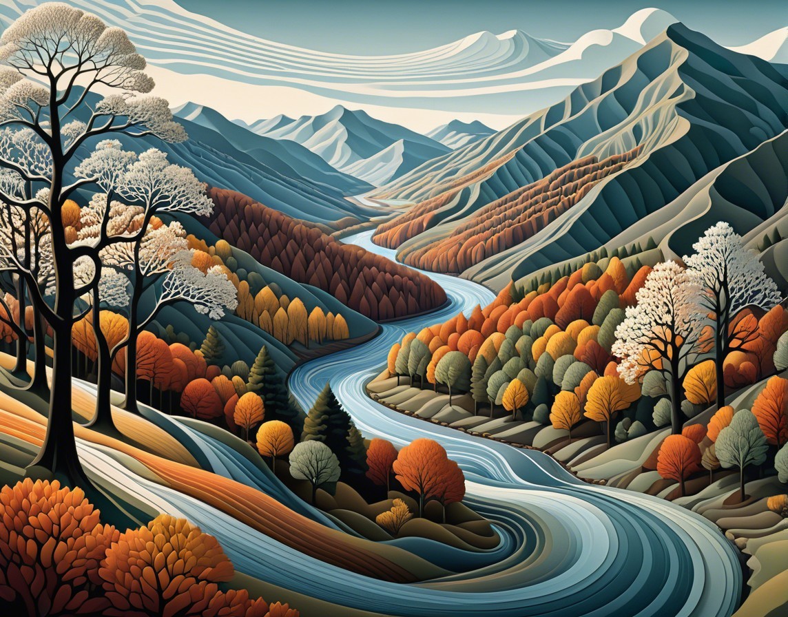 Serene Landscape with Autumn Foliage and River