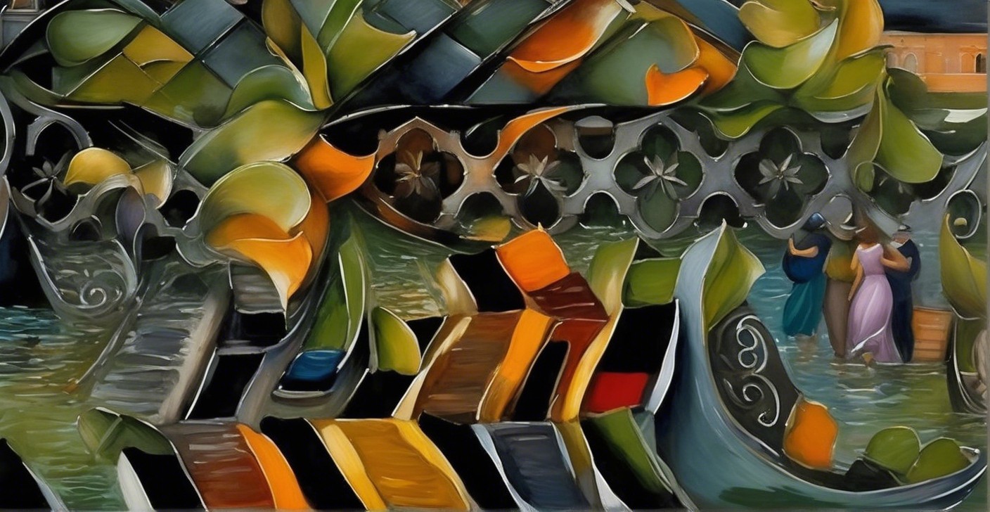 Vibrant Abstract Composition with Human Figures