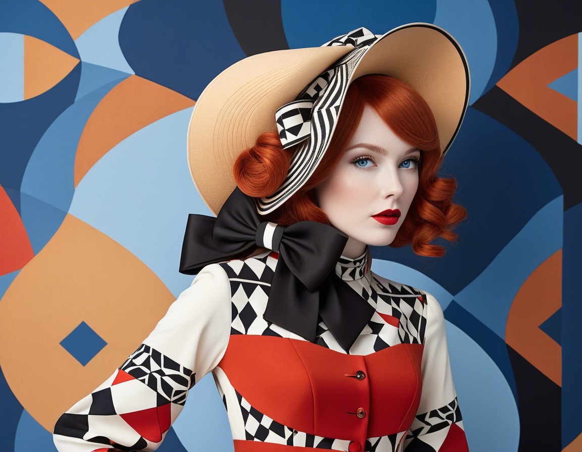 Fashion Portrait of Woman with Red Hair and Bold Outfit