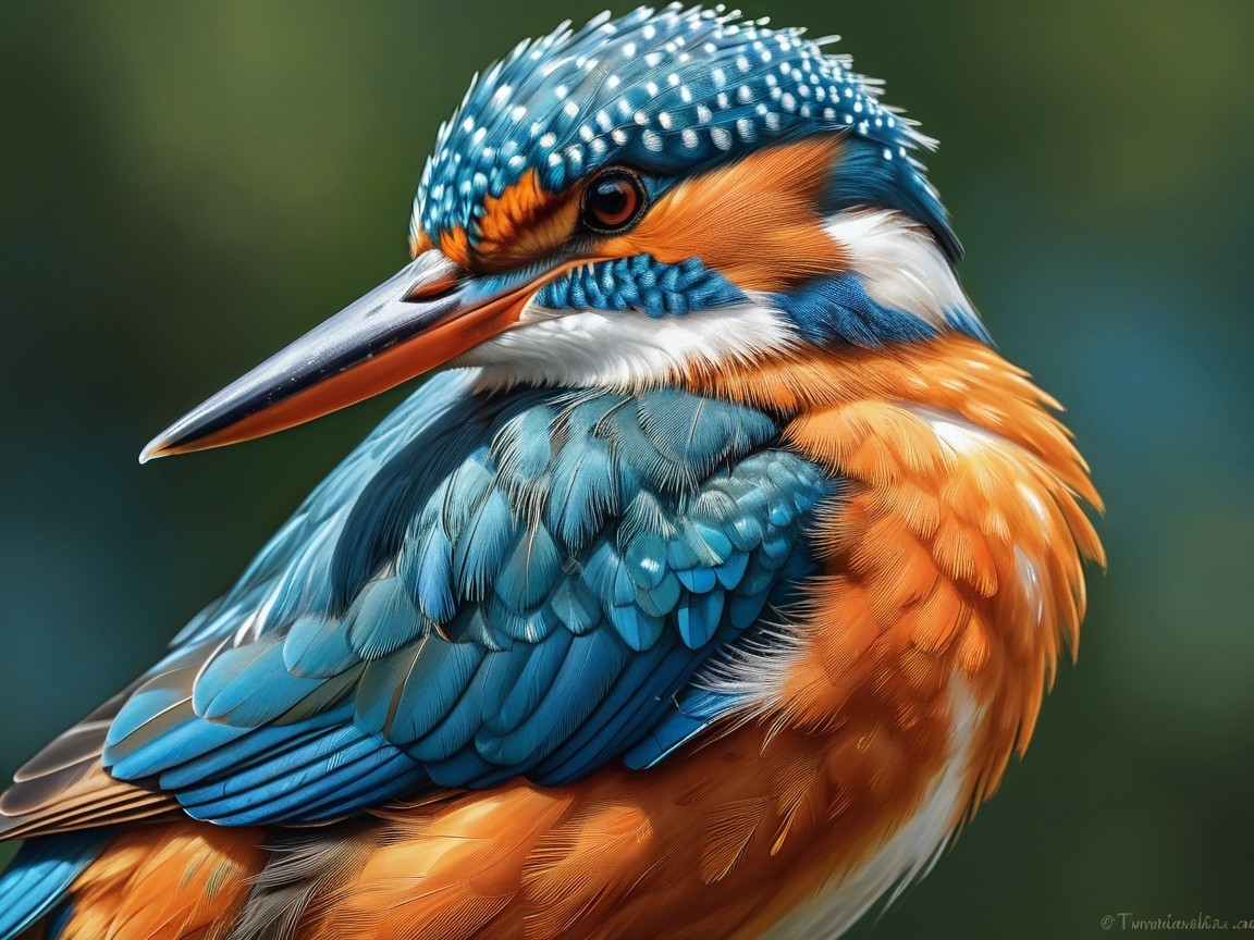 Vibrant Kingfisher with Colorful Plumage and Detail