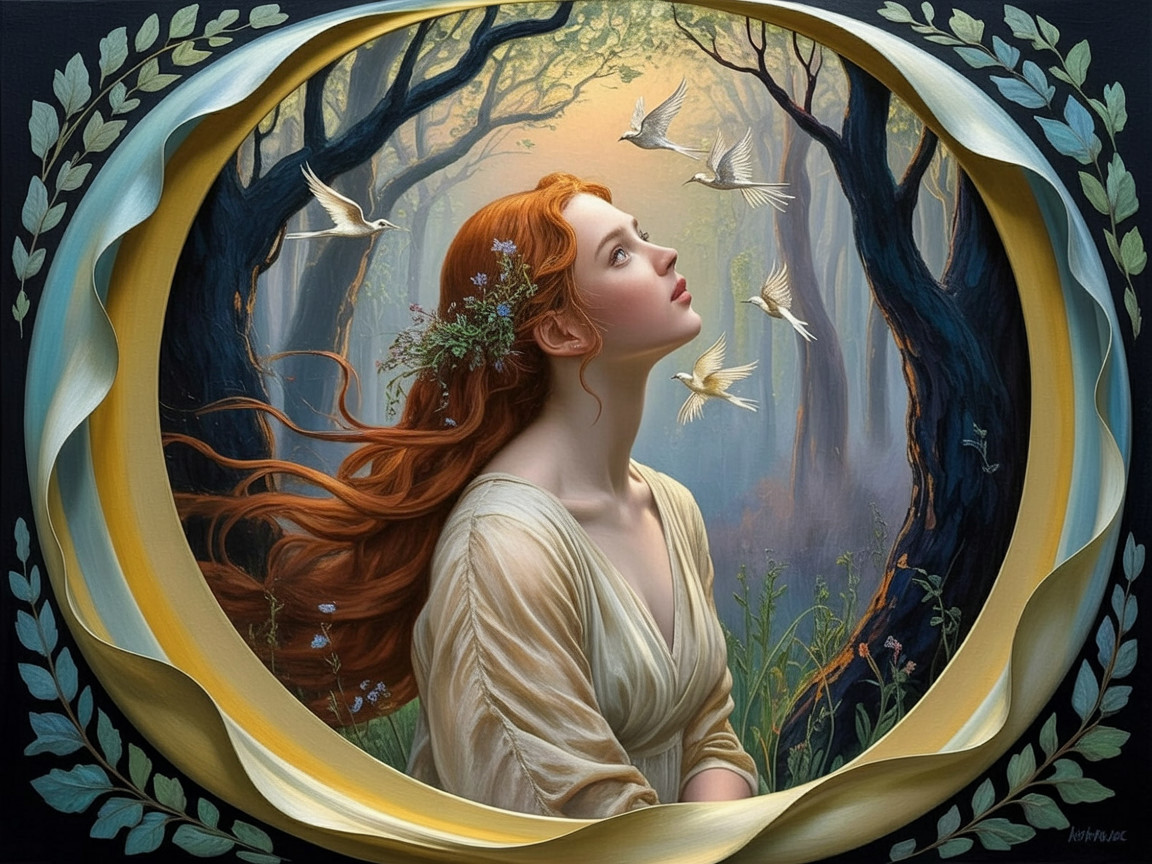 Serene Young Woman in Tranquil Forest Setting