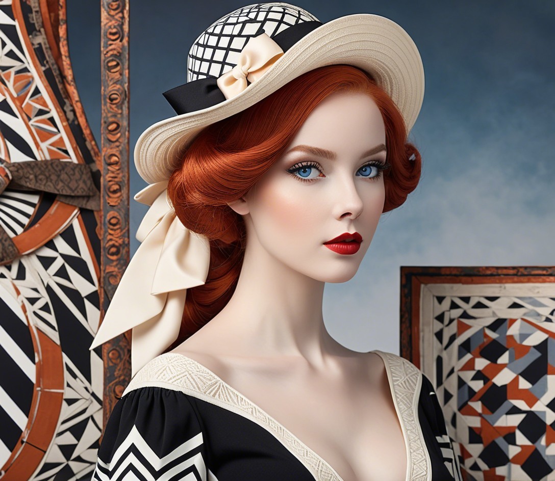 Portrait of a Young Woman with Red Hair and Hat