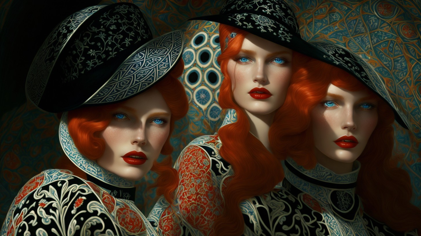 Glamorous Women in Elegant Red and Black Attire