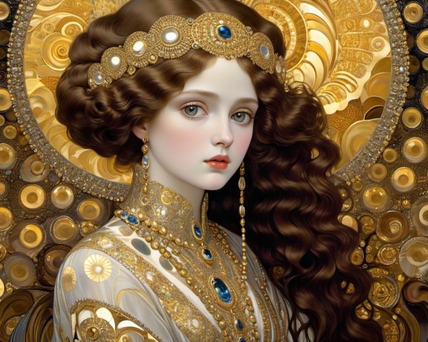Regal Young Woman in Elegant Attire with Jewelry
