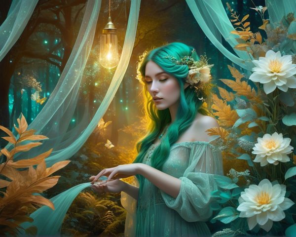 Serene Fairy-Tale Scene in a Mystical Forest