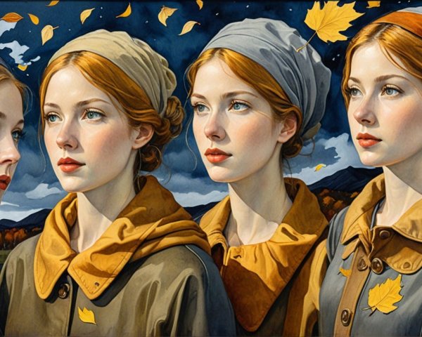 Portraits of a Young Woman in Autumn Settings