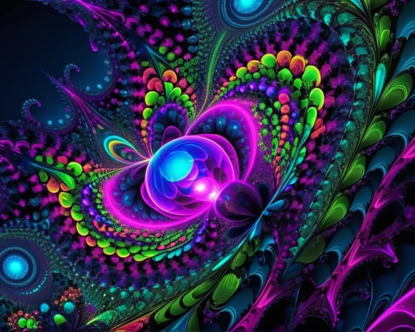 Vibrant Abstract Design with Intricate Fractal Patterns