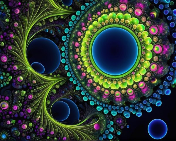 Vibrant Abstract Pattern with Spirals and Circular Shapes