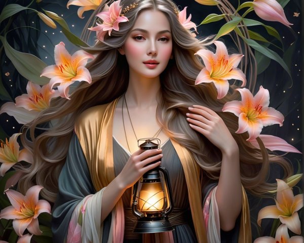 Serene Woman Surrounded by Vibrant Yellow Flowers