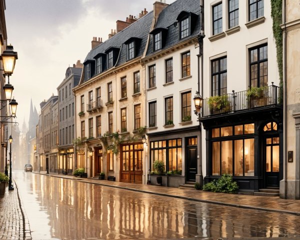 Charming Cobblestone Street with Elegant Architecture