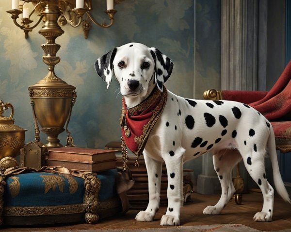 Regal Dalmatian in Vintage Lavish Room Setting