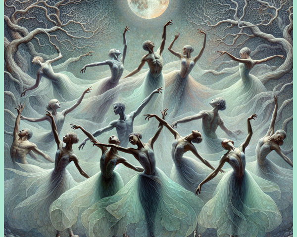 Mystical Dancers Under a Glowing Full Moon
