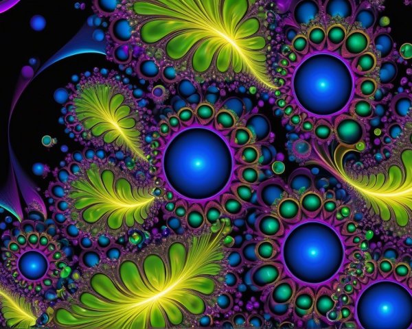 Vibrant Fractal Design with Swirling Patterns and Colors