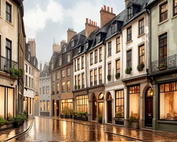 Charming Cobblestone Street with Historic Buildings