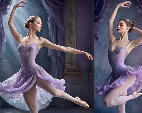 Ballet Dancer in Lavender Tutu with Elegant Backdrop