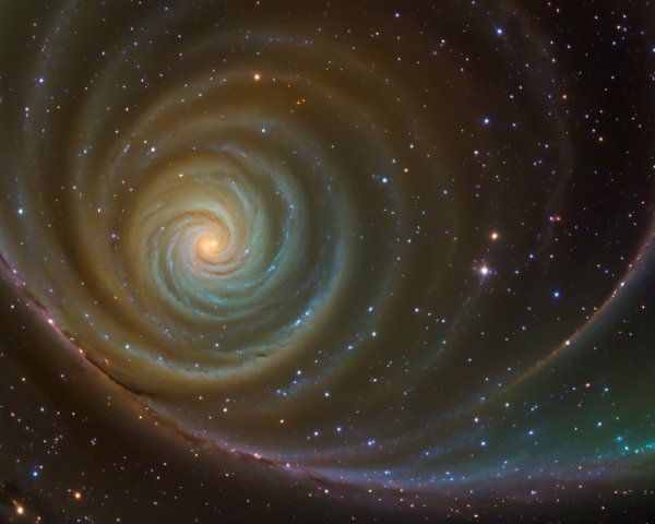 Close-Up Shot of a Distant Spiral Galaxy with Nebulas