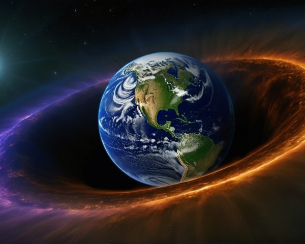 Earth Surrounded by a Vibrant Cosmic Phenomenon