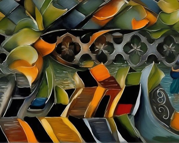Vibrant Abstract Composition with Human Figures