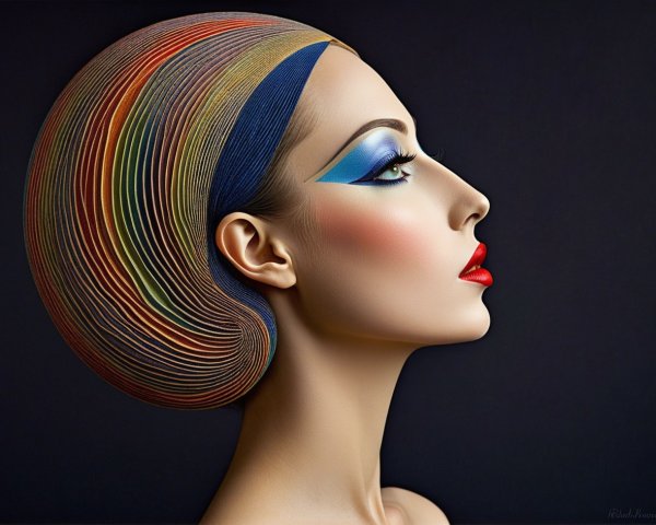 Close-Up of Woman with Colorful Makeup and Hair