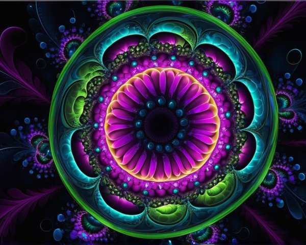 Vibrant Fractal Design with Circular Patterns and Colors