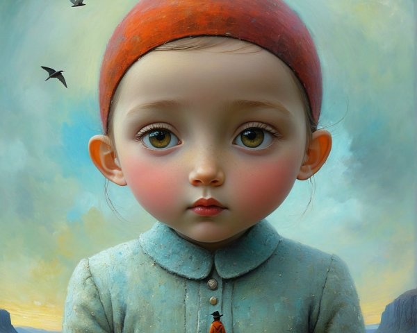 Portrait of a Young Girl in a Serene Landscape