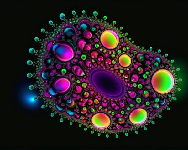 Vibrant Fractal Artwork with Multicolored Orbs