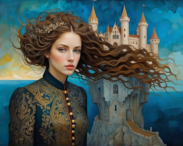 Mystical Portrait of a Young Woman in Fantasy Setting