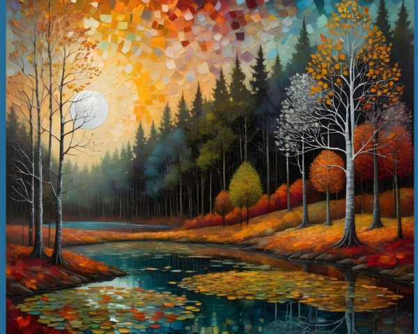 Vibrant Autumn Landscape with Reflective River and Trees