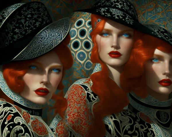 Glamorous Women in Elegant Red and Black Attire