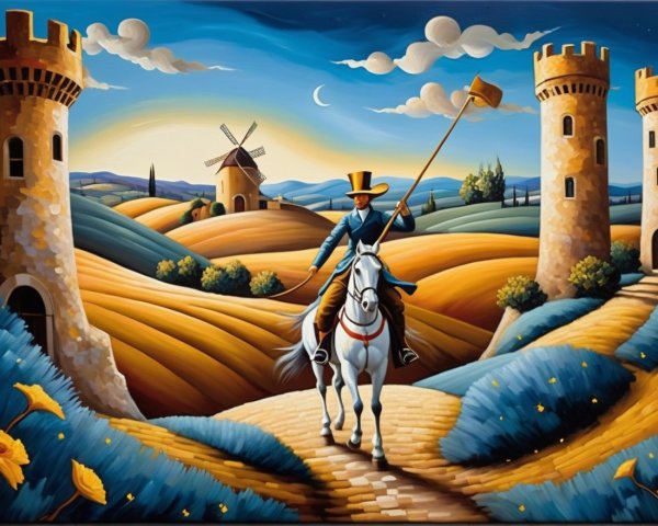 Vibrant Landscape with Rolling Hills and Castles