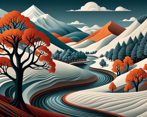 Serene Landscape with Rolling Hills and Vibrant Foliage