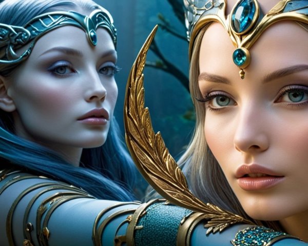 Fantasy Characters in Enchanted Forest Setting