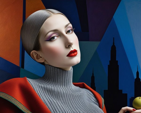 High-fashion illustration of a sophisticated woman