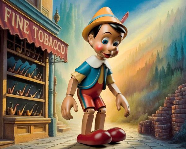 Wooden Puppet in Enchanted Vibrant Setting