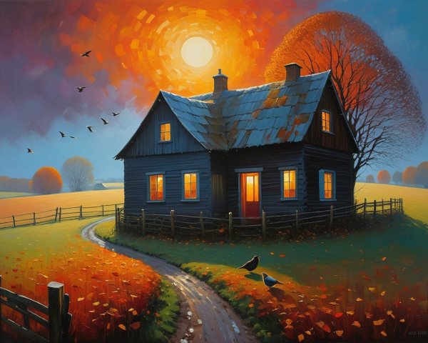 Black Wooden House Surrounded by Autumn Foliage