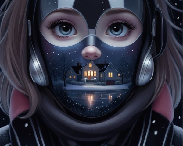 Futuristic Portrait of Woman in Snowy Environment