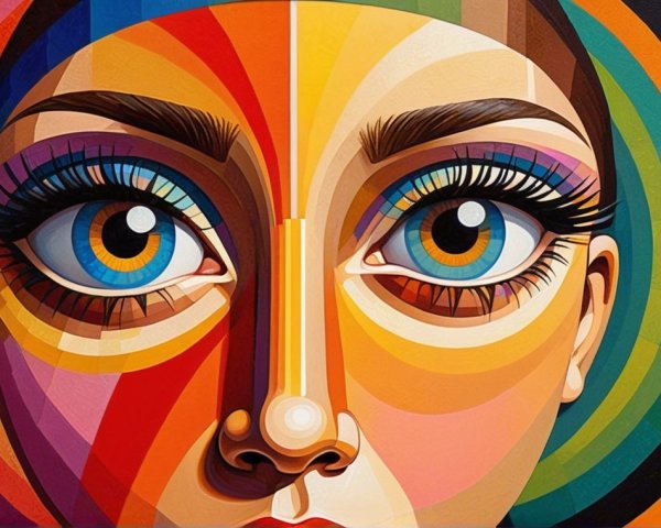 Vibrant Stylized Portrait of a Woman's Face