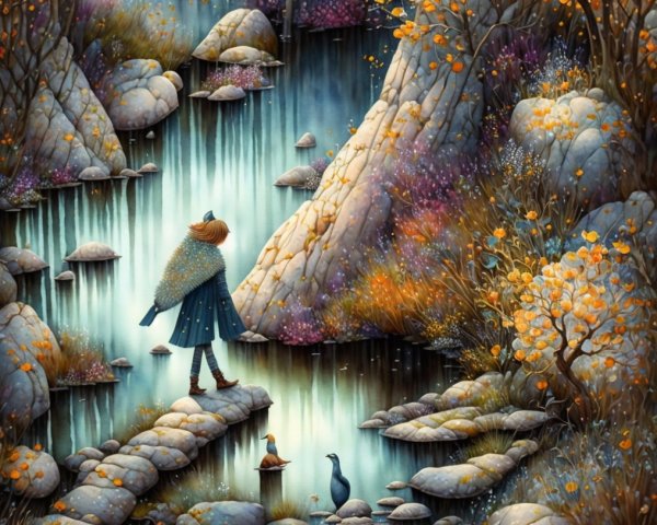Serene Landscape with Autumn Foliage and Stream