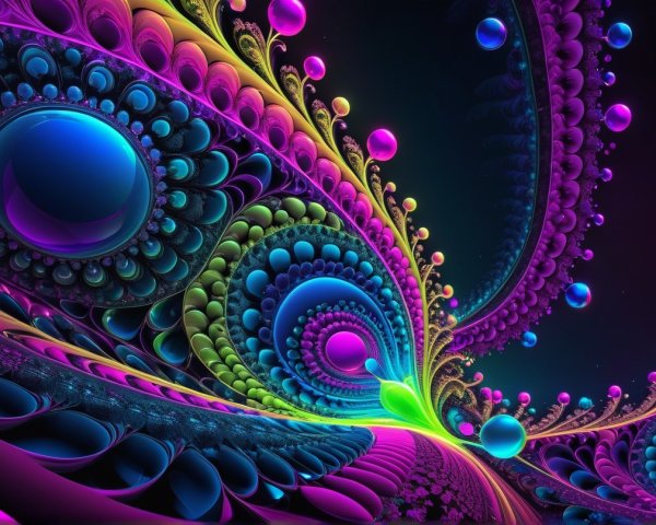 Vibrant Fractal Design with Swirling Color Patterns