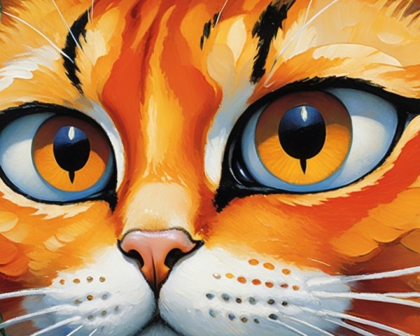 Vibrant Close-Up of a Cat's Face with Geometric Shapes