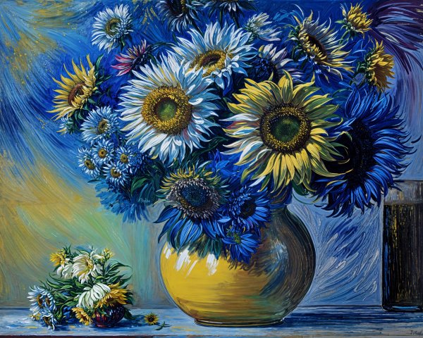 Vibrant Still Life with Sunflowers and Daisies