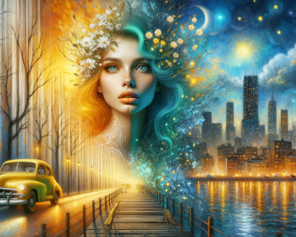 Surreal Artwork of Contrasting Landscapes and Figure