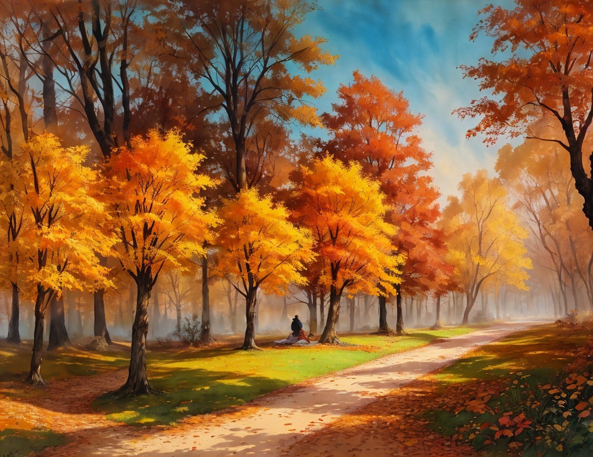 Autumn Serenity: A Path of Colorful Peace