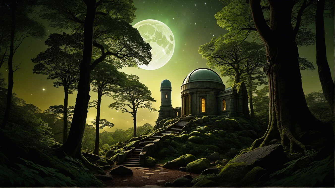 Mystical Observatory on a Moss-Covered Hill