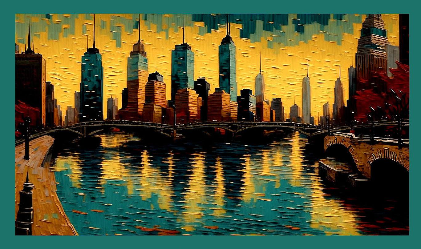 Vibrant New York City Sunset Skyline Panorama