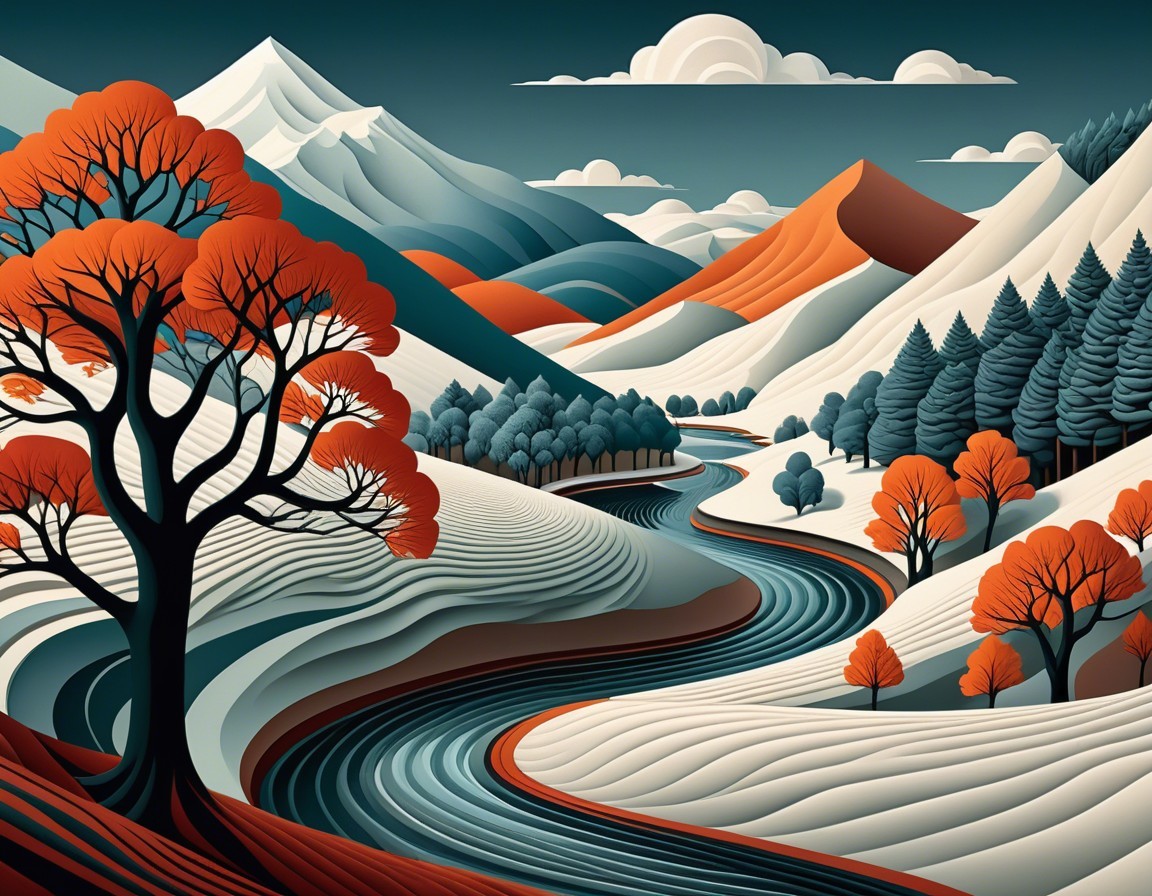 Serene Landscape with Rolling Hills and Vibrant Foliage