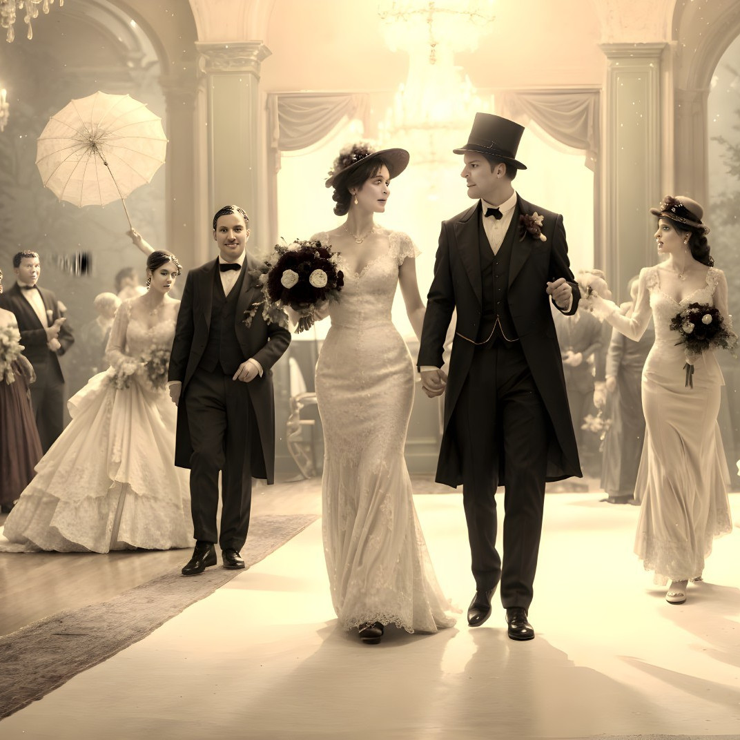 Glamorous Wedding Scene in Elegant Grand Ballroom